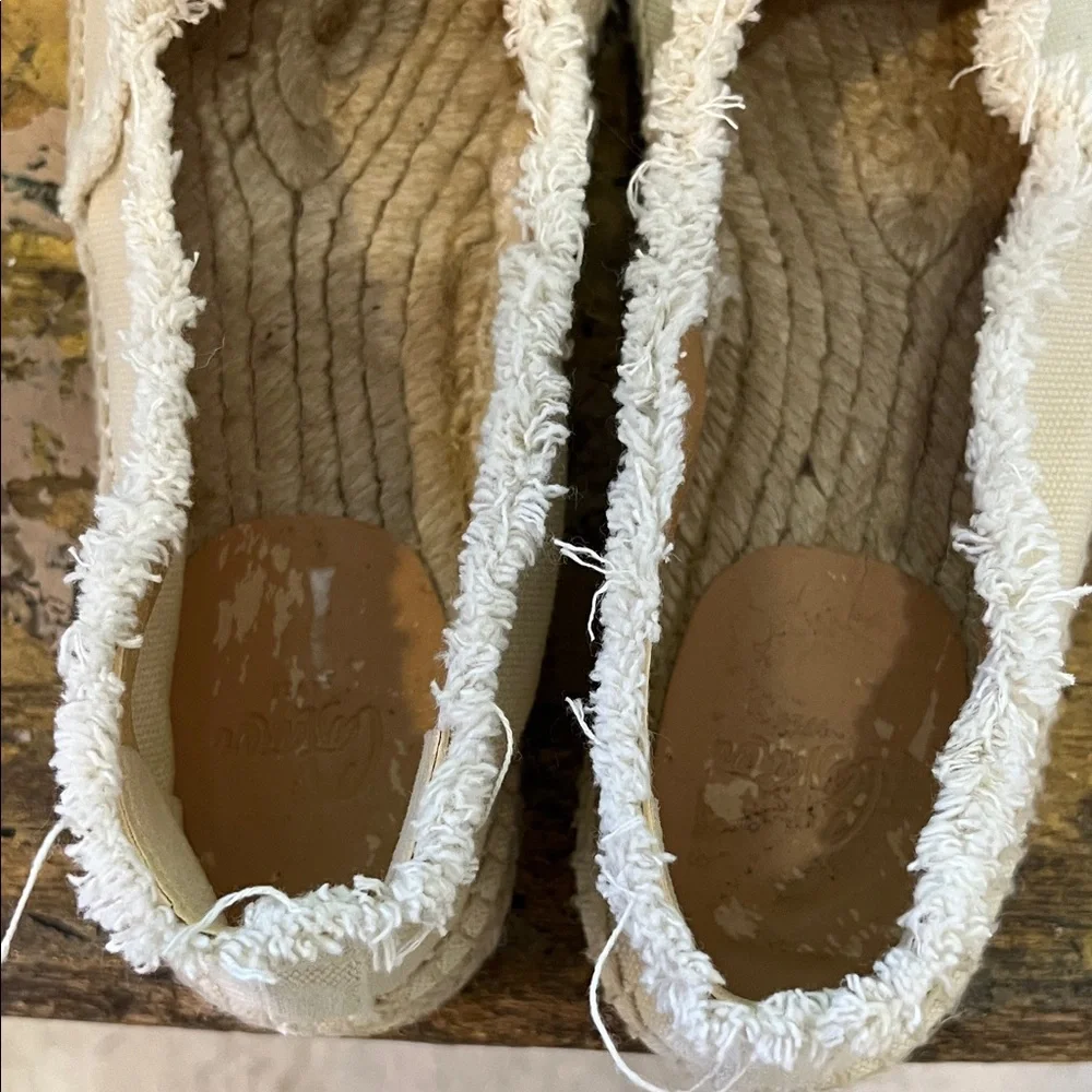 Castaner Cream and Tan Espadrille Flats